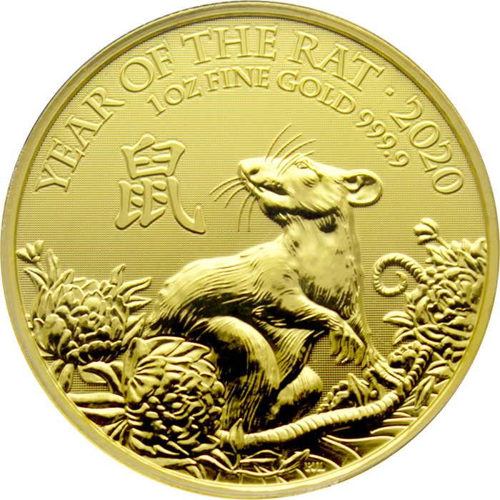 Zlatá investiční mince Rok Krysy Lunární The Royal Mint 1 Oz 2020