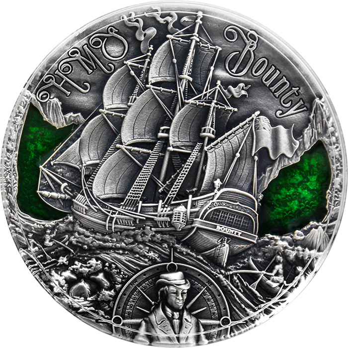 Stříbrná mince 2 Oz Zlatý věk plachetnic - HMS Bounty 2019 Antique Standard