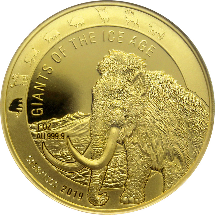 Zlatá investičná minca Obri doby ľadovej - Mamut srstnatý 1 Oz 2019