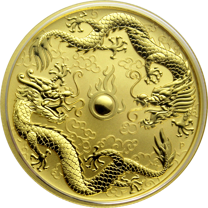 Zlatá investiční mince Drak a Drak 1 Oz 2020