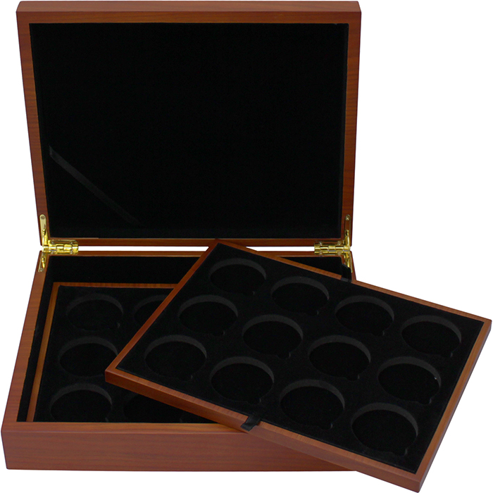 Přední strana Dřevěná krabička pro 24 x 1 Oz Ag mince Panda