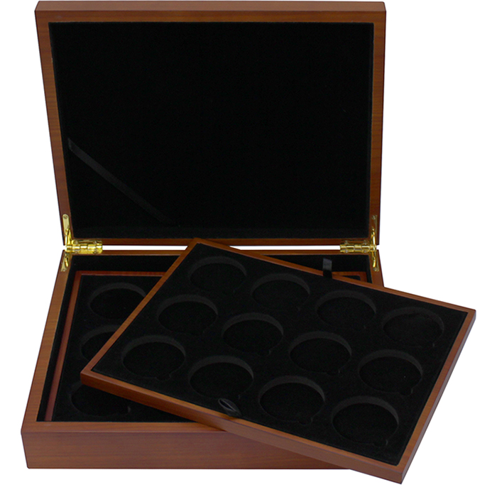 Přední strana Drevená krabička pre 36 x 1 Oz Ag mince Maple Leaf