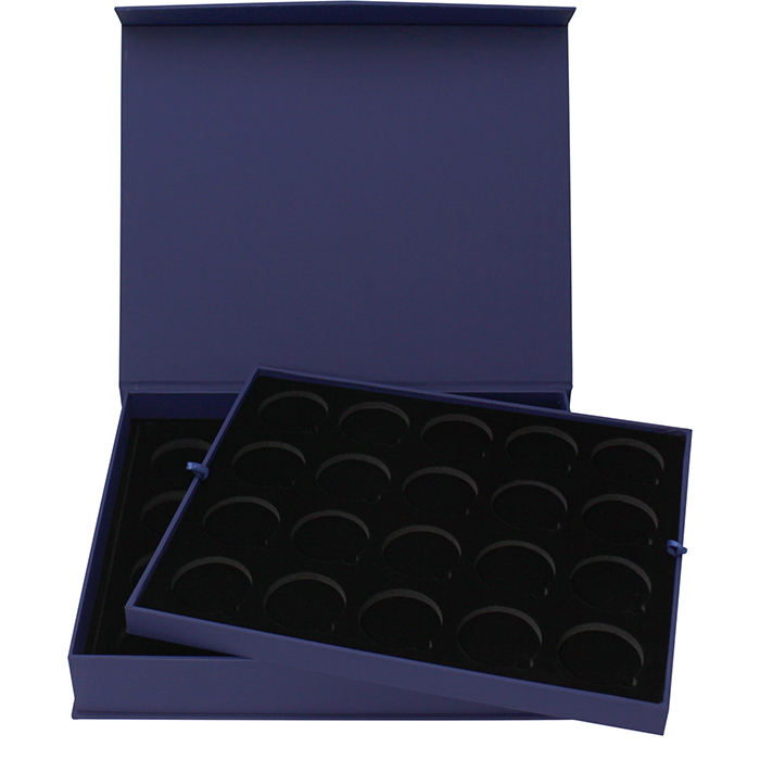 Přední strana Modrá krabička pro 40 x 1 Oz Ag mince Wiener Philharmoniker