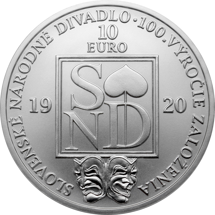 Přední strana Stříbrná mince Slovenské národní divadlo - 100. výročí založení 2020 Standard