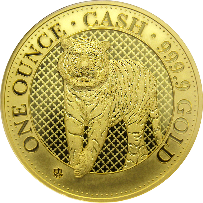Zlatá minca India Wildlife - Tiger bengálsky 1 Oz 2019