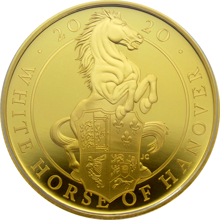 Přední strana Zlatá minca White Horse of Hanover 1 Oz 2020 Proof