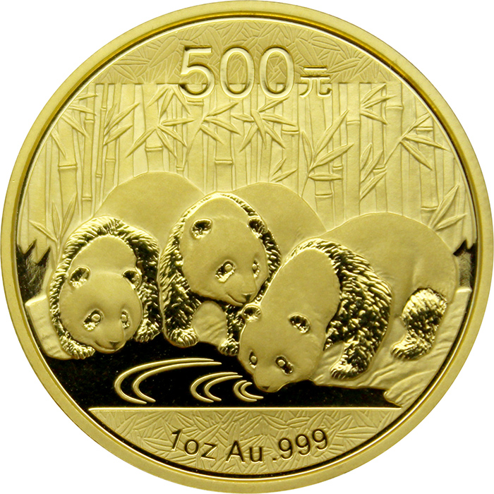 Přední strana Zlatá investiční mince Panda 1 Oz 2013