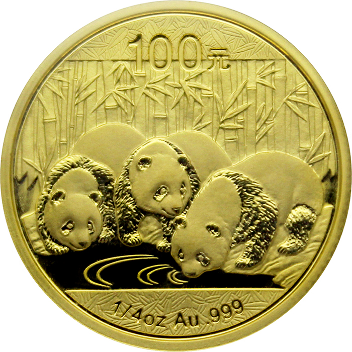 Přední strana Zlatá investičná minca Panda 1/4 Oz 2013