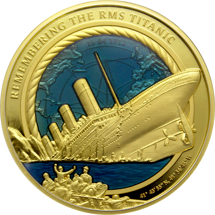 Zlatá minca 3 Oz 35. výročia od objavenia vraku Titanicu 2020 Proof