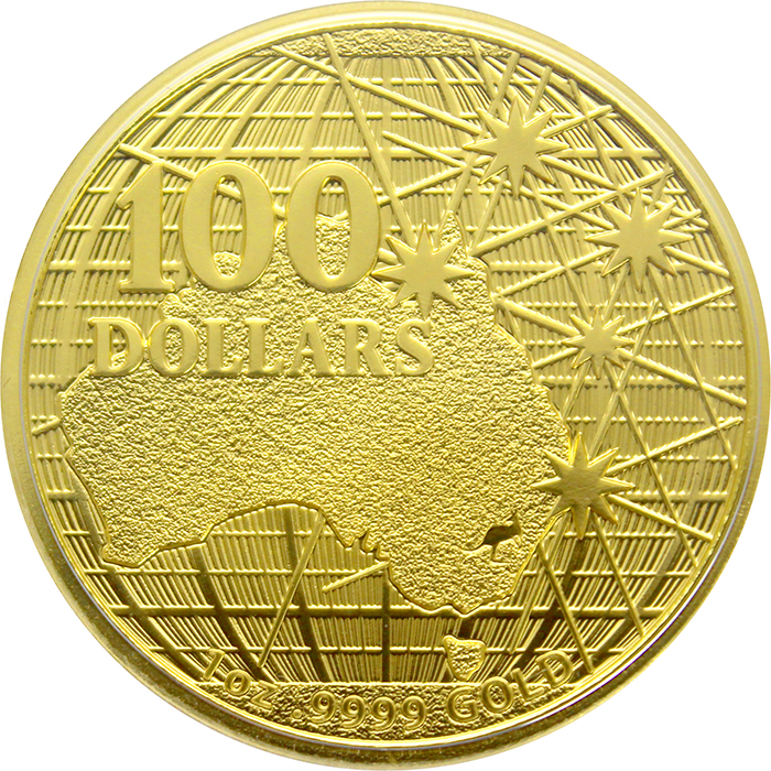 Přední strana Zlatá investiční mince Beneath the Southern Skies 1 Oz 2020