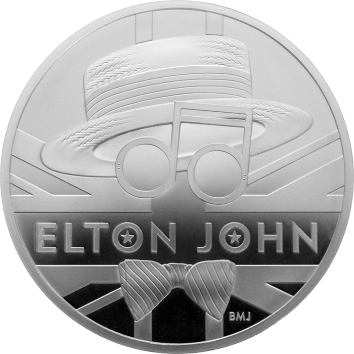 Přední strana Strieborná minca Hudobné legendy - Elton John 1/2 Oz 2020 Proof