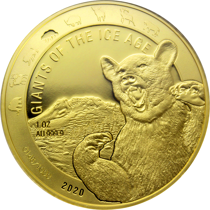 Zlatá investičná minca Obri doby ľadovej - Medveď jaskynný 1 Oz 2020