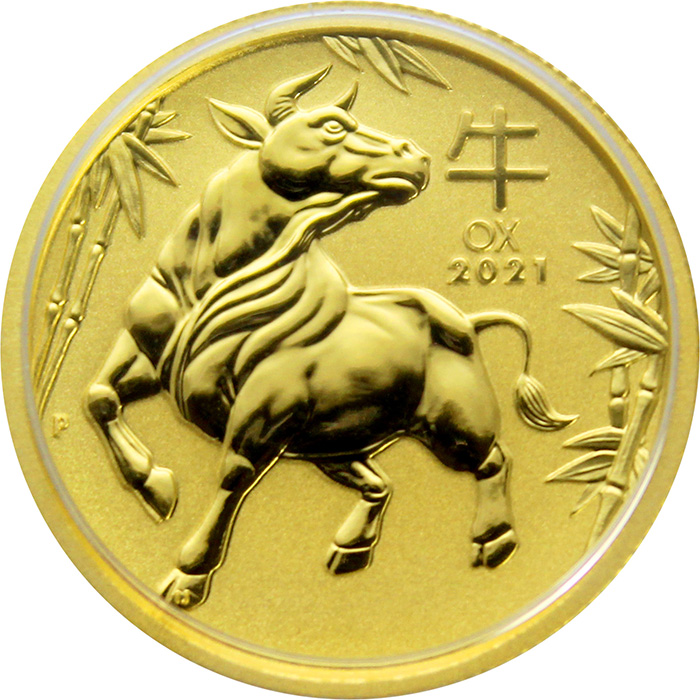 Zlatá investiční mince Year of the Ox Rok Buvola Lunární 1/4 Oz 2021