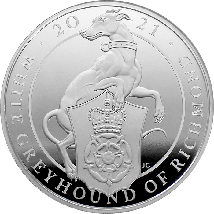 Přední strana Strieborná minca 10 Oz White Greyhound of Richmond 2021 Proof