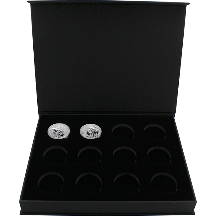Luxusní sada v černé krabičce 2 stříbrné mince 1 Oz Lunární série III. 2020 - 2031