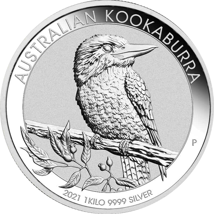 Přední strana Strieborná investičná minca Kookaburra Rybárik 1 Kg 2021