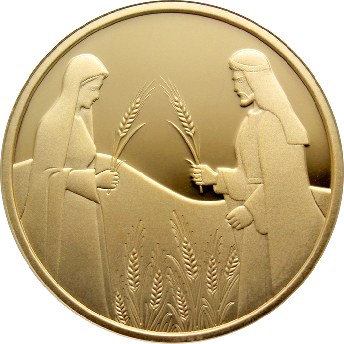 Zlatá minca Rút na Boazovom poli 10 NIS Izrael Biblické umenie 2020 Proof