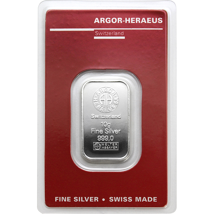 10g Argor Heraeus SA Švýcarsko Investiční stříbrný slitek