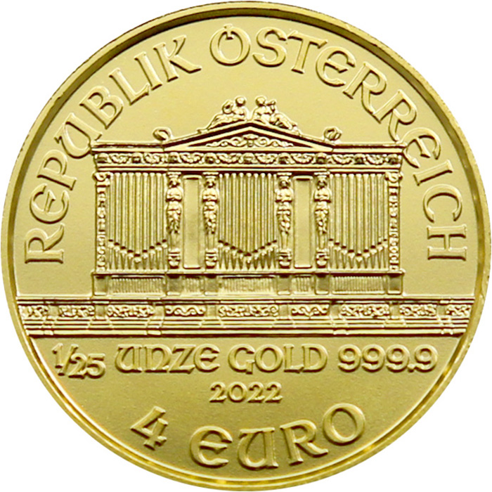 Zlatá investiční mince Wiener Philharmoniker 1/25 Oz