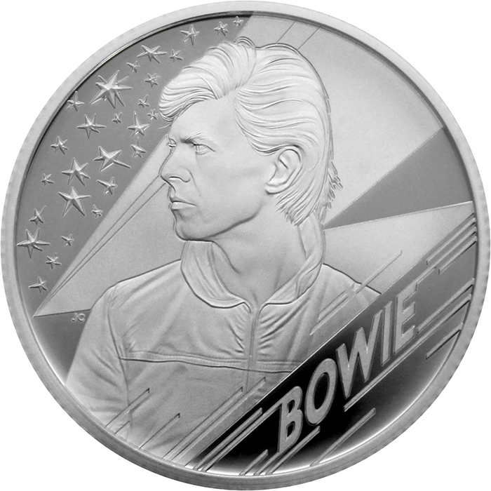 Přední strana Stříbrná mince Hudební legendy - David Bowie 1/2 Oz 2020 Proof