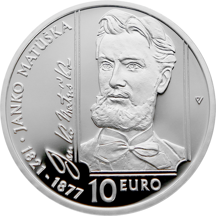 Přední strana Stříbrná mince Janko Matúška - 200. výročí narození 2021 Proof