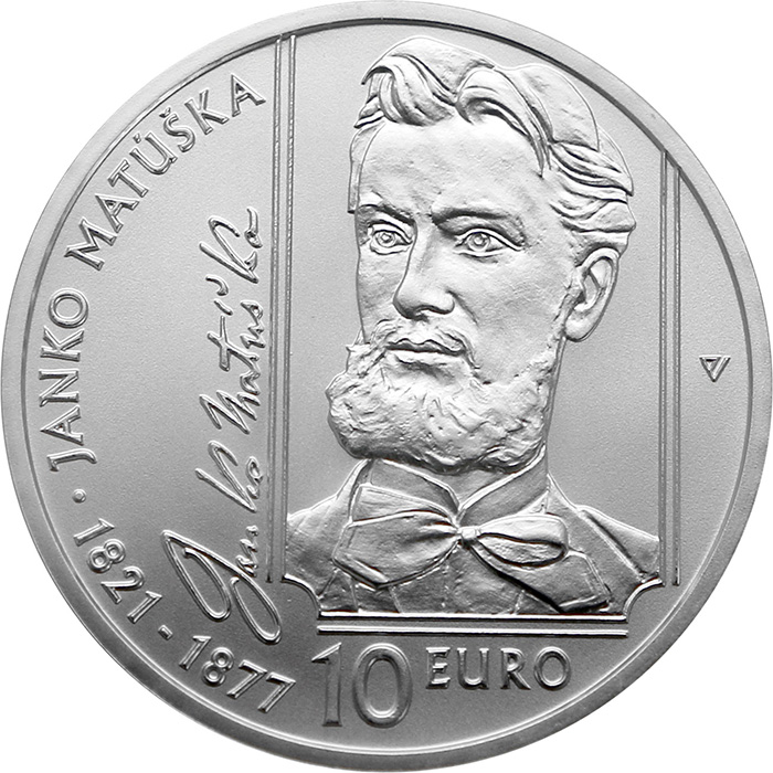 Přední strana Strieborná minca Janko Matúška - 200. výročie narodenia 2021 Štandard