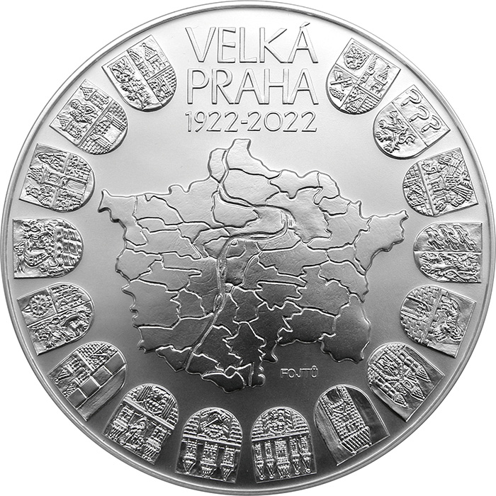 Stříbrná mince 10000 Kč Založení Velké Prahy 1kg 2022 Matovaná