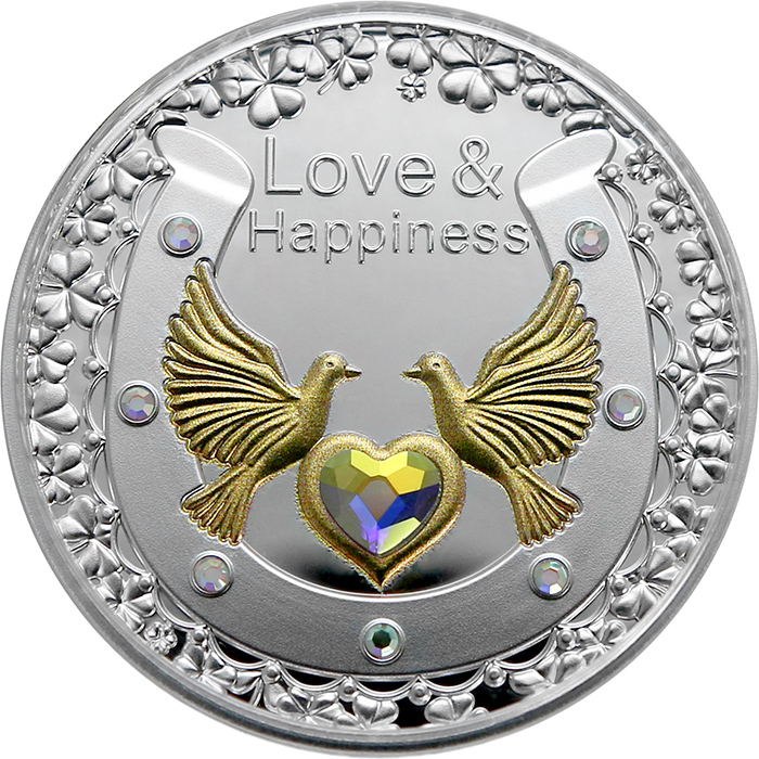Strieborná minca Láska a šťastie 2021 Kryštály Swarovski Proof