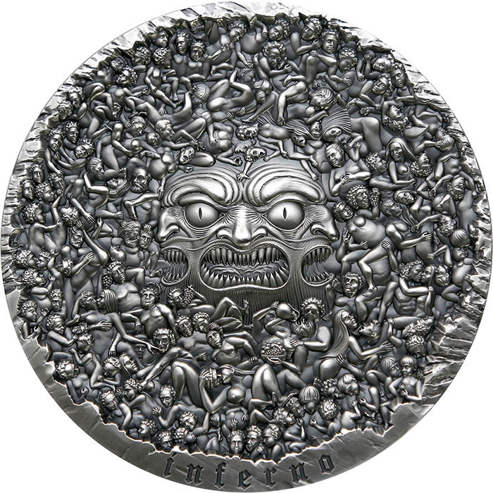 Strieborná minca 1 kg Inferno - Dante Alighieri - Božská komédia 2021 Antique Štandard