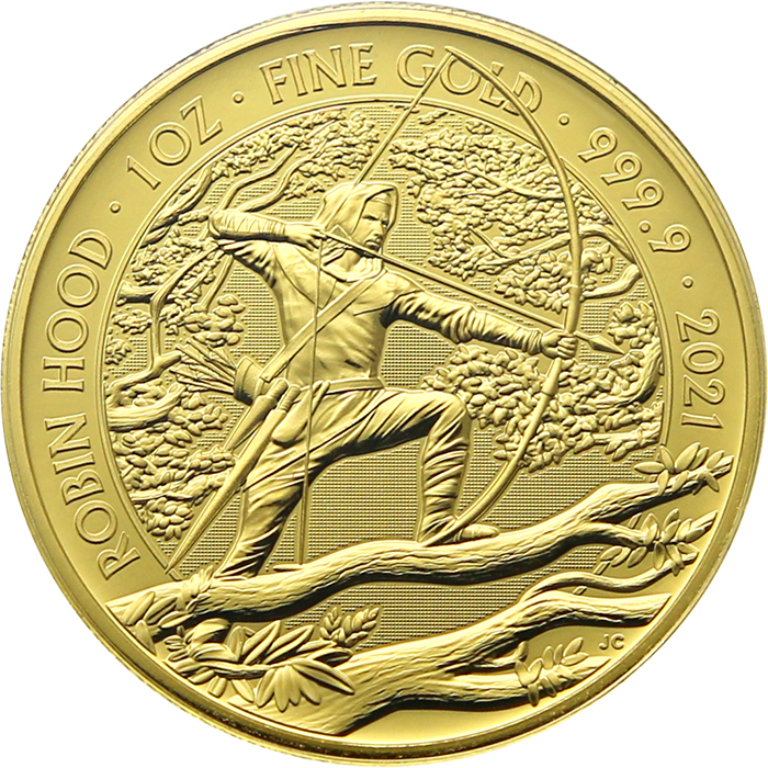 Zlatá investiční mince Mýty a legendy - Robin Hood 1 Oz 2021