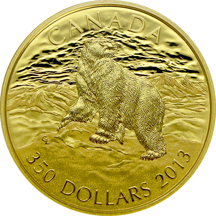 Přední strana Zlatá minca Polárny ľadový medveď 2013 Proof