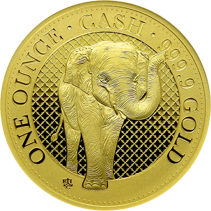 Zlatá minca India Wildlife - Slon 1 Oz 2021