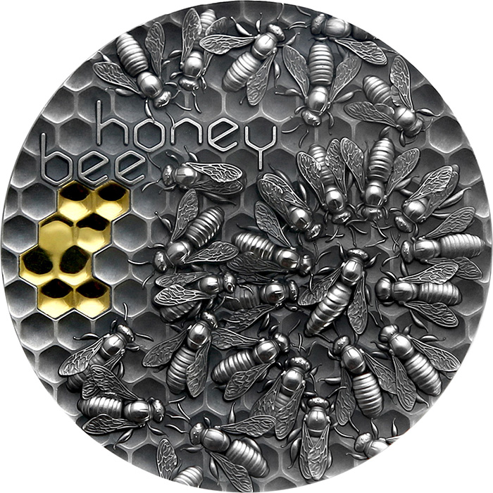 Stříbrná mince Přírodní architekti - Včela 2 Oz 2021 Antique Standard
