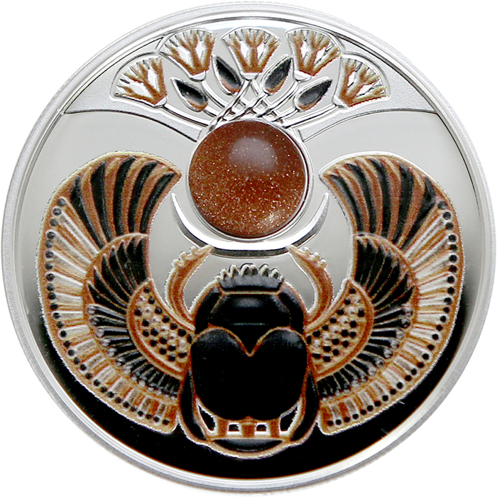 Přední strana Silver Coin Scarab Sunstone 2021 Proof