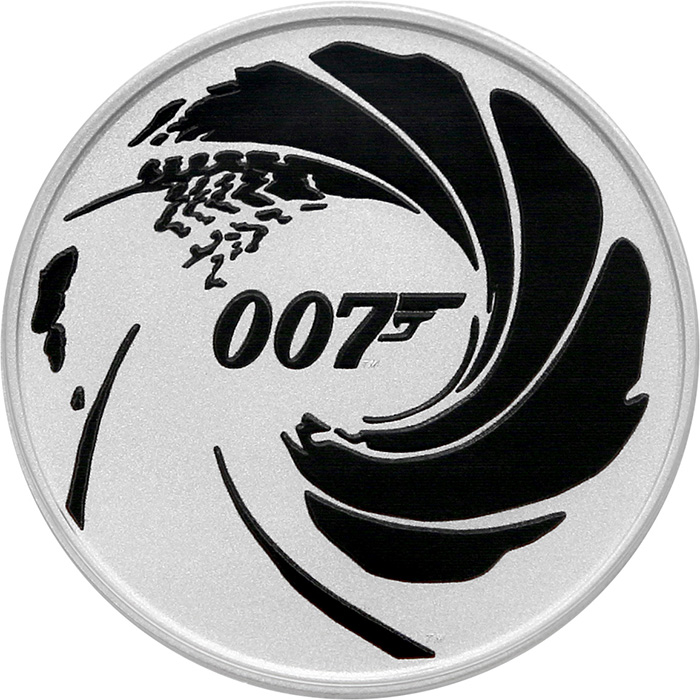 Stříbrná investiční mince James Bond 007 - černý tisk 1 Oz 2022