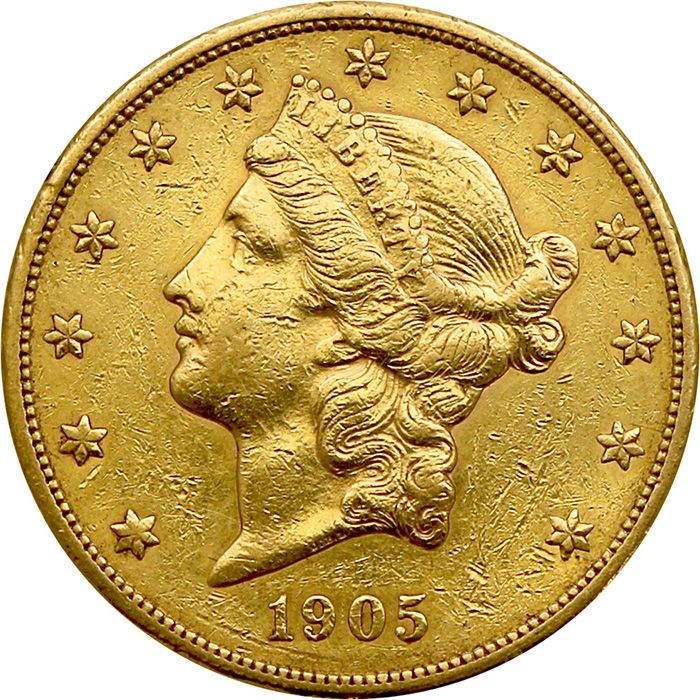 Zlatá mince American Double Eagle Liberty Head 1905