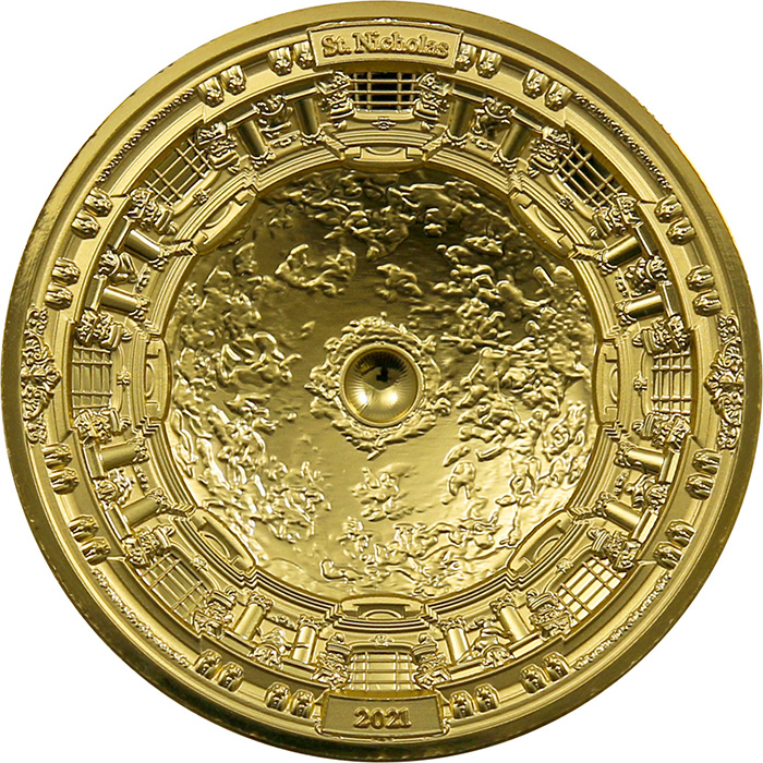 Zlatá mince Strop Kostela svatého Mikuláše - Malá Strana 2021 Proof