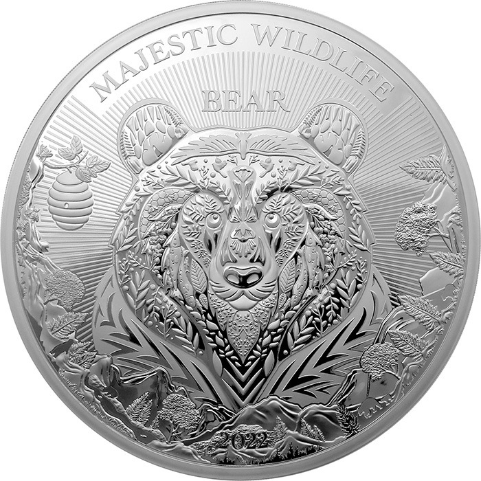 Přední strana Stříbrná mince 1 kg Majestátní divoká zvěř - Medvěd 2022 Proof