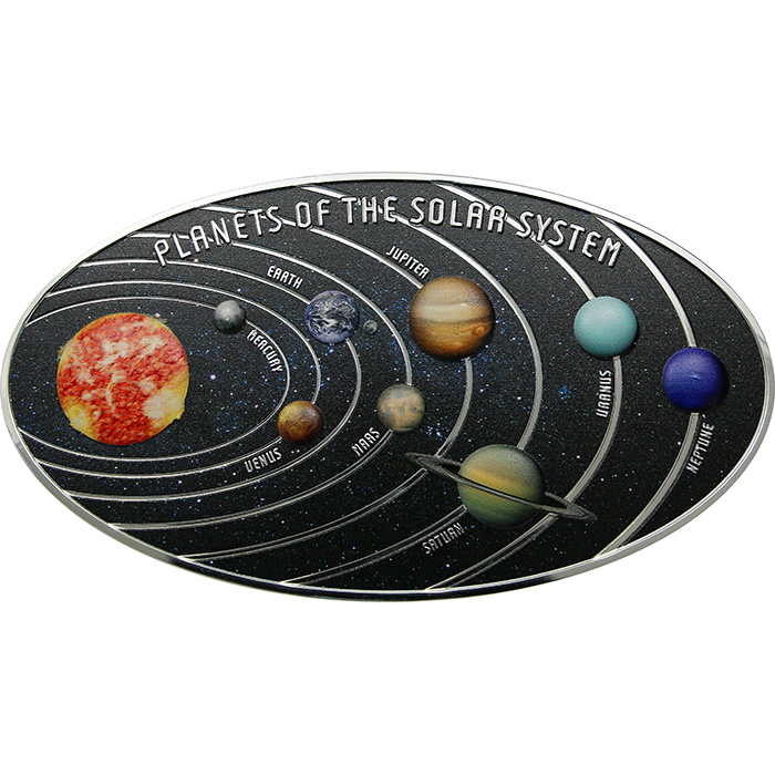 Přední strana Stribrná kolorovaná mince 1 Kg Planety slnečné soustavy 2022