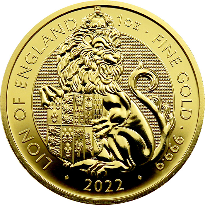 Zlatá investiční mince The Royal Tudor Beasts - The Lion 1 Oz 2022