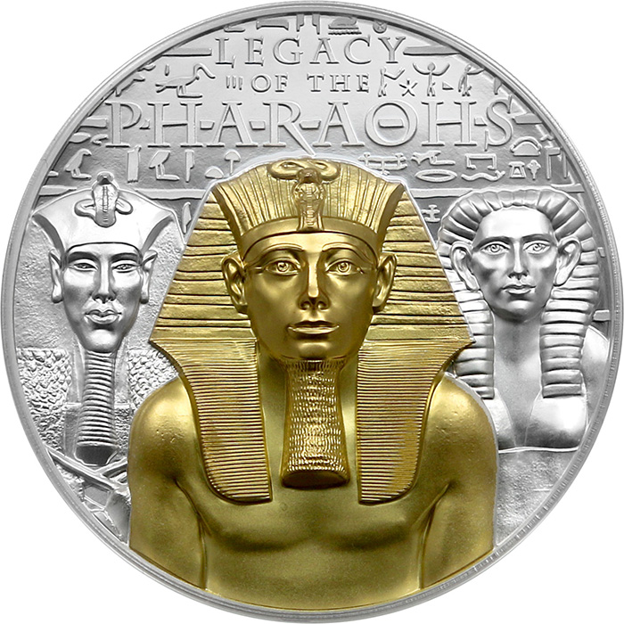 Stříbrná pozlacená mince 3 Oz Dědictví faraonů Ultra High Relief 2022 Proof
