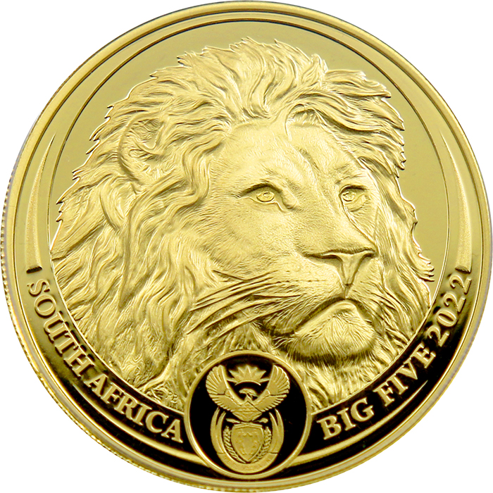 Přední strana Zlatá minca Big Five II. Lev 1 Oz 2022 Proof