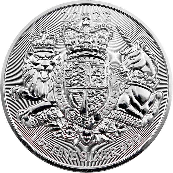 Přední strana Strieborná investičná minca Royal Arms 1 Oz 2022