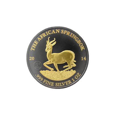 Strieborná Ruténium minca pozlátená The African Springbok Golden Enigma 1 Oz Štandard