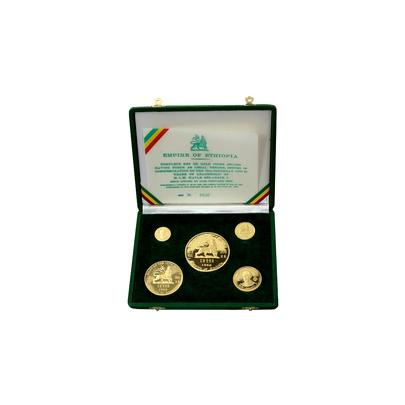 Přední strana Etiopie Haile Selassie Kompletná sada zlatých mincí 1966 Proof