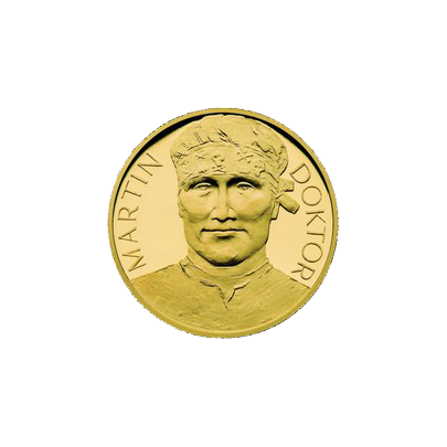 Přední strana Zlatá čtvrtuncová medaila Martin Doktor 2006 Proof