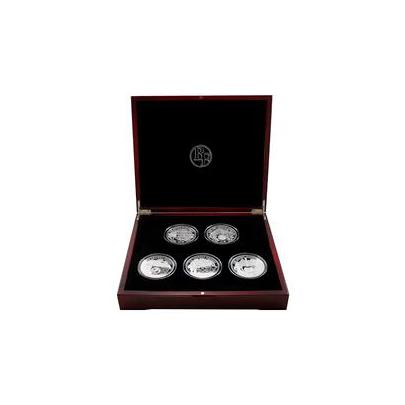 BIG FIVE sada stříbrných mincí Starověké Civilizace Největší unce světa 2012 Proof