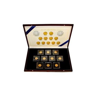 Sada 10 raritních zlatých mincí 20 Frank Helvetia - Libertas 1883 - 1896