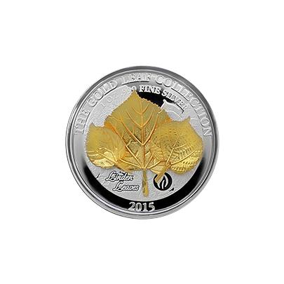 Stříbrná mince 3D Zlatý Linden Leaf 1 Oz Gold Leaf Collection 2015 Proof