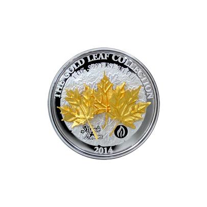 Stříbrná mince 3D Zlatý Maple Leaf 1 Oz Gold Leaf Collection 2014 Proof